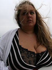German plump blonde exposed giant tits outdoor