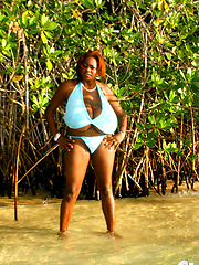 Big black tits at the nature